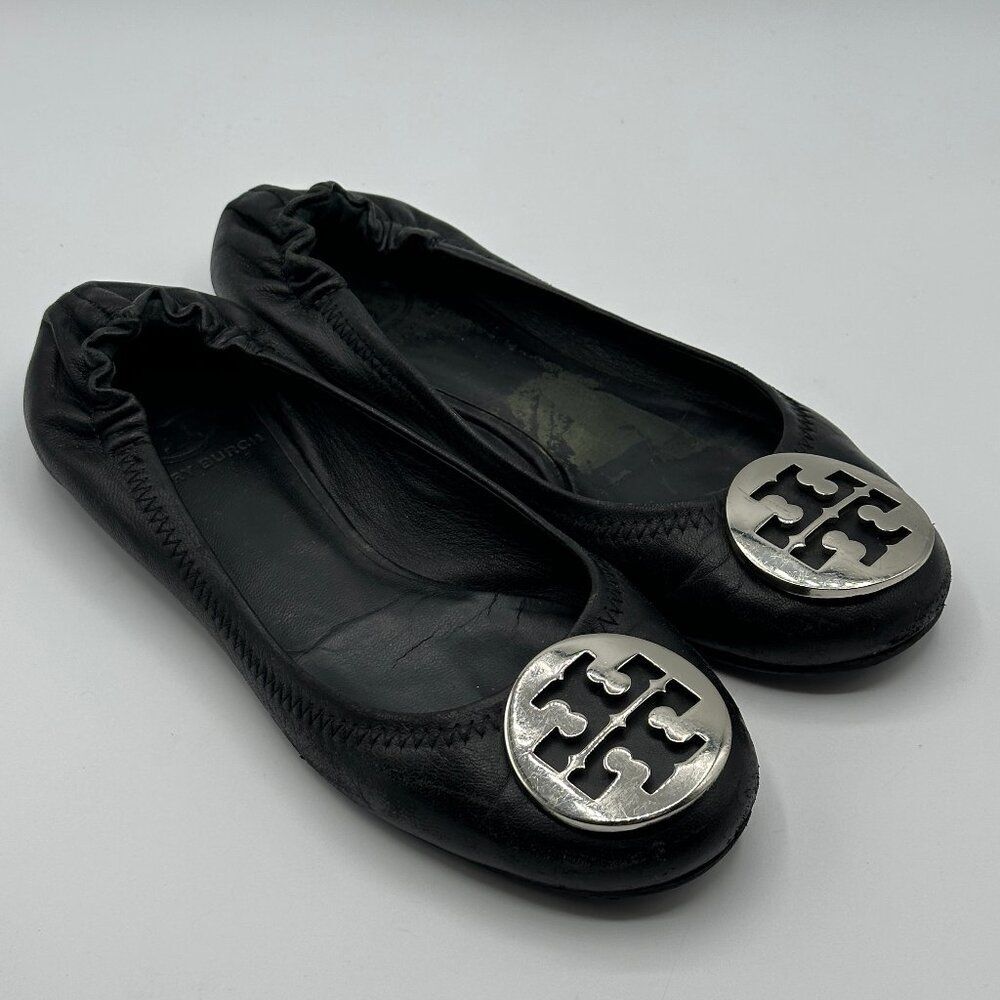 Tory Burch Women's Minnie Travel Ballet Flats in Black Size 6